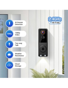 Cámara de Timbre de Video PyreQuad G50 1080p Wi-Fi 2.4GHz 2