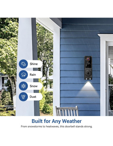 Cámara de Timbre de Video PyreQuad G50 1080p Wi-Fi 2.4GHz