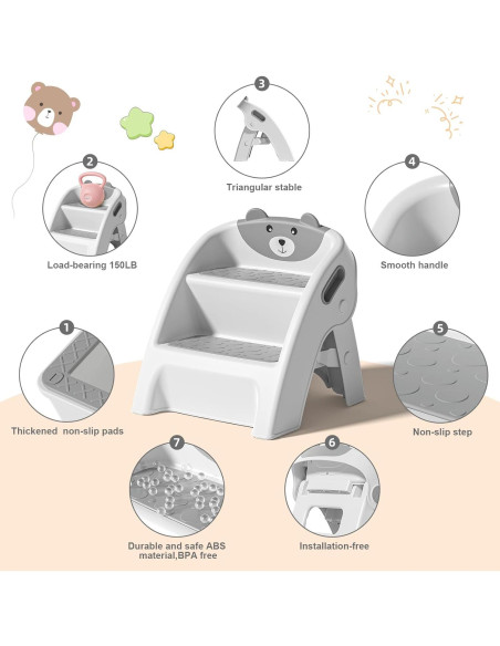 Escalera Plegable Antideslizante Tavlshero 2 Pasos para Niños