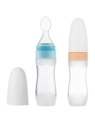 Cuchara de Silicona PandaEar para Bebés 2 Pack Azul 113g