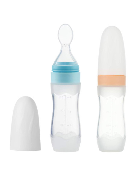 Cuchara de Silicona PandaEar para Bebés 2 Pack Azul 113g