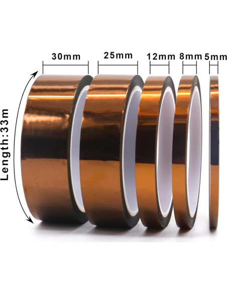 Cinta de Polimida Bomei Pack 5 Unidades 5/8/12/25/30mm x 33m