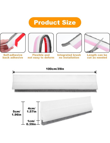 2 Tapones de Corrientes de Aire Nodaaiie 100x5 cm Blanco