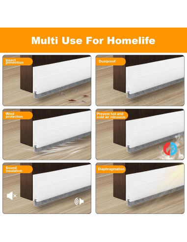 2 Tapones de Corrientes de Aire Nodaaiie 100x5 cm Blanco