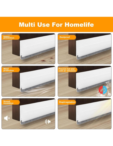 2 Tapones de Corrientes de Aire Nodaaiie 100x5 cm Blanco