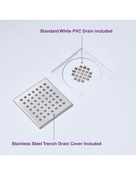 Base de Ducha Antideslizante WOODBRIDGE 121.9x91.4cm Drenaje Central
