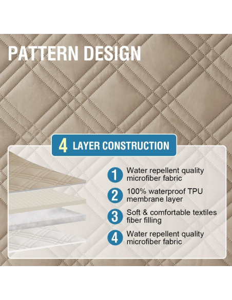 Funda de Sofá Loveseat H.VERSAILTEX 100% Impermeable Taupe