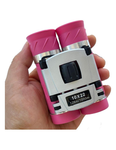 Binoculares Compactos 10x22 Walkebuy Rosa para Observación