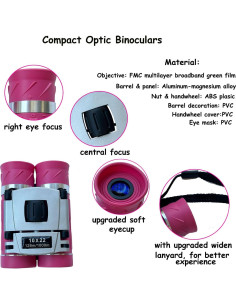 Binoculares Compactos 10x22 Walkebuy Rosa para Observación 2