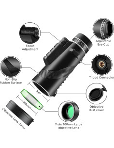 Monocular 80x100 PhysioPhyx Alta Definición con Adaptador Smartphone 2
