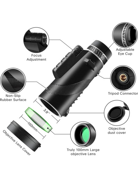 Monocular 80x100 PhysioPhyx Alta Definición con Adaptador Smartphone