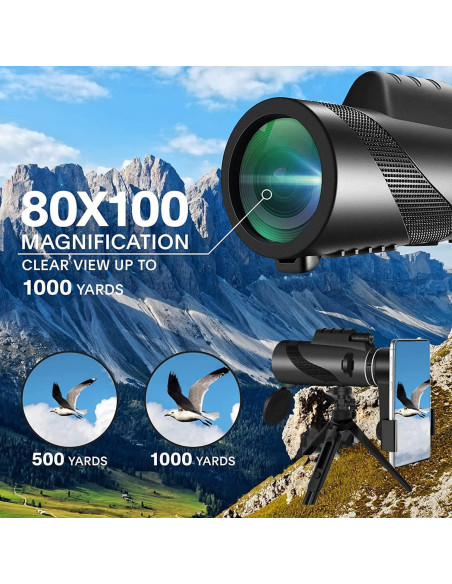 Monocular 80x100 PhysioPhyx Alta Definición con Adaptador Smartphone