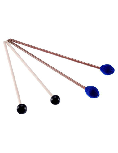 Mazas de Marimba 1 Par Hilo Azul y 1 Par Goma con Mango Madera