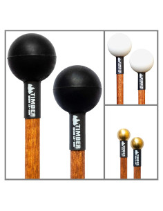 Combo de Mallets Timber Drum T10C - Polímero Duro, Goma Blanda y Latón