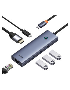 Hub Baseus UltraJoy 6 en 1 USB-C a HDMI 4K + 3xUSB 3.0
