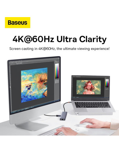 Hub Baseus UltraJoy 6 en 1 USB-C a HDMI 4K + 3xUSB 3.0