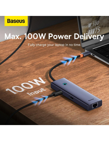 Hub Baseus UltraJoy 6 en 1 USB-C a HDMI 4K + 3xUSB 3.0