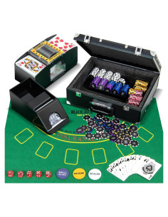 Juego de Póker Goplus 300 Fichas 14g con Estuche y Mezclador