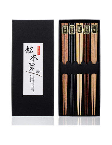 Set de 5 Pares de Palillos de Bambú W Home - Antideslizantes