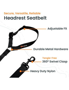 Cinturón de Seguridad para Perros 4Knines Ajustable - Negro 2