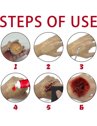 Kit de Maquillaje Efectos Especiales SFX Topcent - Sangre Falsa y Cera