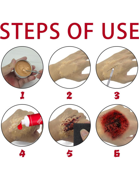 Kit de Maquillaje Efectos Especiales SFX Topcent - Sangre Falsa y Cera