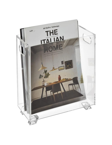 Soporte de Revistas Acrílico Stock Your Home - Transparente - 25.4x11.4x27.6 cm