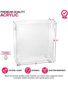 Soporte de Revistas Acrílico Stock Your Home - Transparente - 25.4x11.4x27.6 cm 2