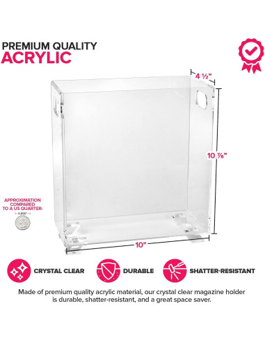 Soporte de Revistas Acrílico Stock Your Home - Transparente - 25.4x11.4x27.6 cm