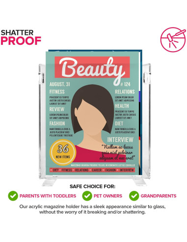 Soporte de Revistas Acrílico Stock Your Home - Transparente - 25.4x11.4x27.6 cm