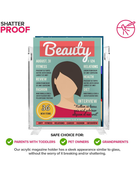 Soporte de Revistas Acrílico Stock Your Home - Transparente - 25.4x11.4x27.6 cm