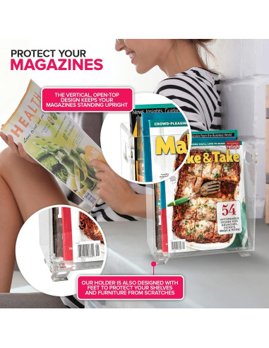 Soporte de Revistas Acrílico Stock Your Home - Transparente - 25.4x11.4x27.6 cm