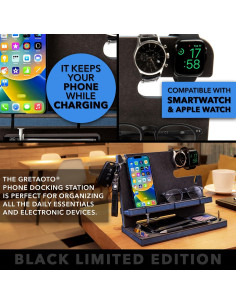 Organizador de Escritorio de Madera GRETAOTO Azul - Soporte para Teléfono y Accesorios 2