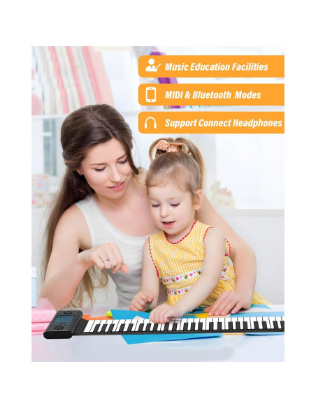 Piano Portátil KONIX PS61B de 61 Teclas con Bluetooth y MIDI