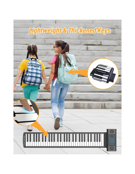 Piano Portátil KONIX PS61B de 61 Teclas con Bluetooth y MIDI