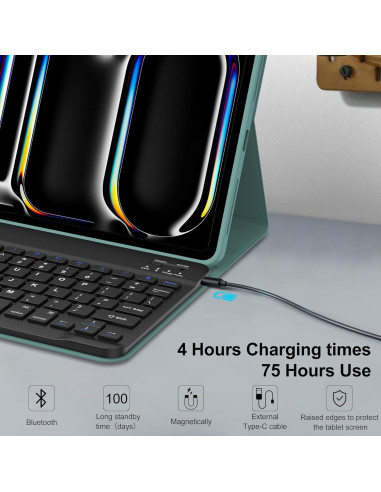 Funda iPad Pro 11" M4 2024 con Teclado Bluetooth Desmontable