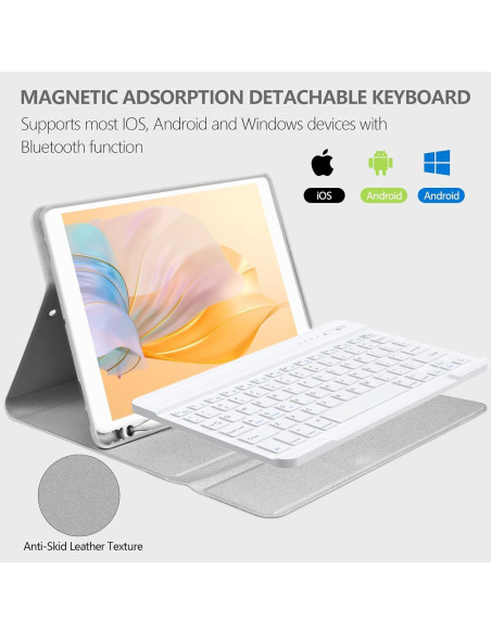 Funda de Teclado BQSS para iPad 10.2" 9/8/7 Gen - Gris