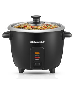 Cocedor de Arroz Eléctrico Elite Gourmet ERC003B 6 Tazas Negro