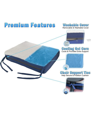 Almohadilla de Asiento Ortopédica 5 Estrellas Gel Espuma 45x35cm