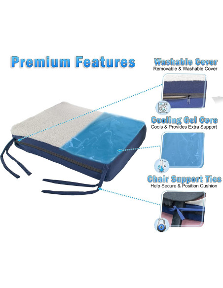 Almohadilla de Asiento Ortopédica 5 Estrellas Gel Espuma 45x35cm