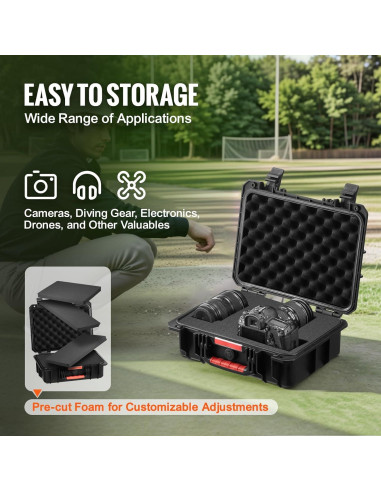 Caja Dura Impermeable VEVOR 40x32x16.6 cm con Espuma