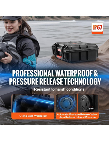 Caja Dura Impermeable VEVOR 40x32x16.6 cm con Espuma