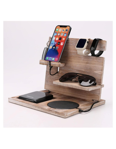 Estación de Acoplamiento de Madera Encozy con Cargador Inalámbrico