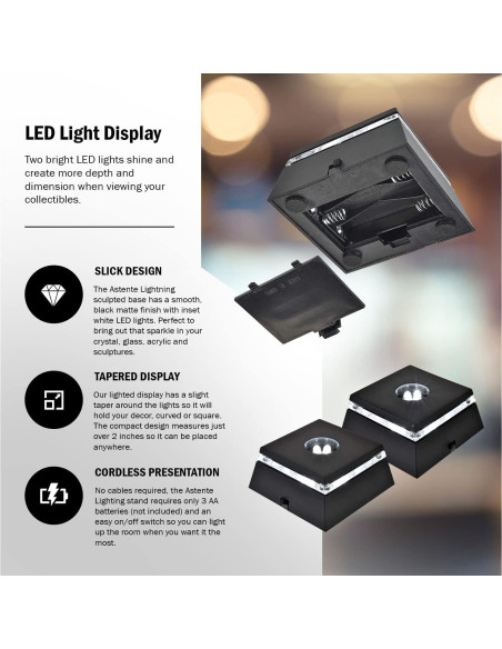 Base de Exhibición LED Asente - Paquete de 2 Luces Blancas 6.35cm