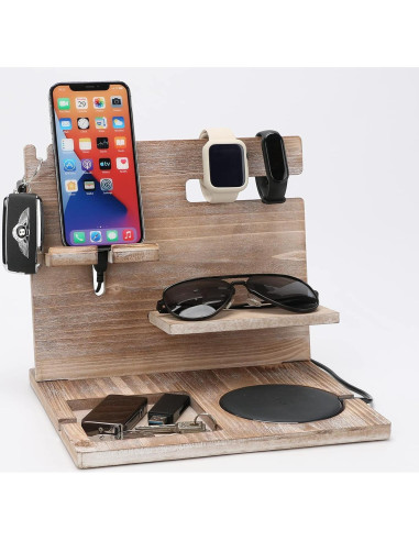 Estación de Acoplamiento de Madera Encozy con Cargador Inalámbrico