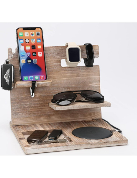 Estación de Acoplamiento de Madera Encozy con Cargador Inalámbrico