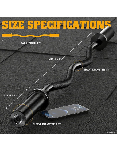 Barra Olímpica EZ Curl Bupans 119.38 cm 500 kg Cromada