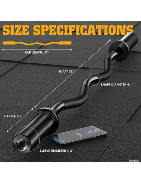 Barra Olímpica EZ Curl Bupans 119.38 cm 500 kg Cromada