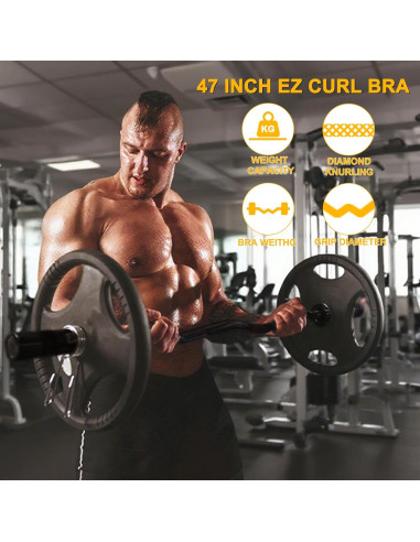 Barra Olímpica EZ Curl Bupans 119.38 cm 500 kg Cromada