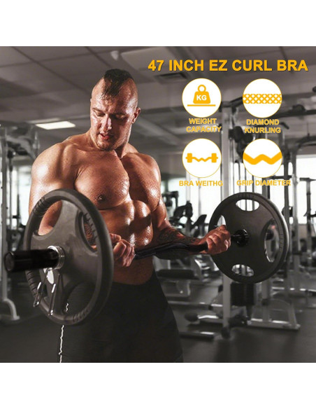 Barra Olímpica EZ Curl Bupans 119.38 cm 500 kg Cromada